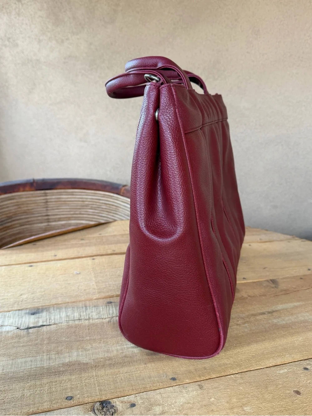 Darci Burgundy Laptop Tote Business Bag Shoulder Strap & Expansion Snaps Unisex